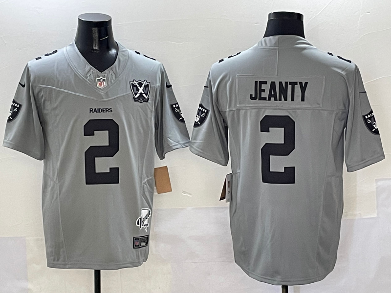 Men's Las Vegas Raiders Ashton Jeanty #2 Gray Jersey